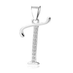 Pandantiv initiala litera T din argint cu pietre DiAmanti LZ0002_T-DIA (Argint 925‰ 0,8 g.)